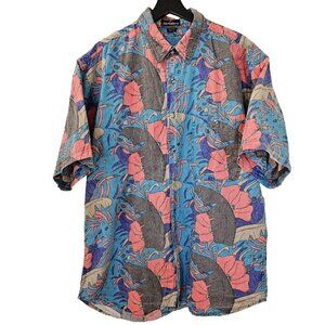 Revenge Shirtmakers Shirt Mens L 100% Cotton Allover Floral Tropical Print VTG